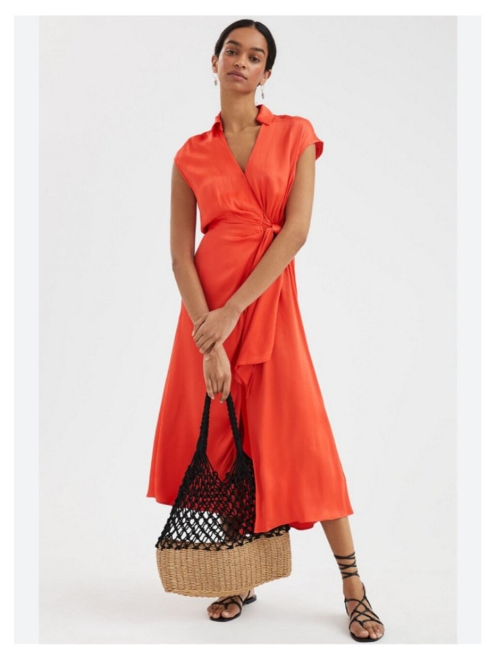 Anthropologie Maeve Wrap Open-Back Sateen Midi Dress Size XS